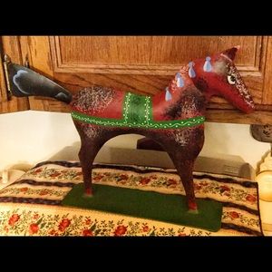 Sundance Catalog Vintage metal hand painted horse